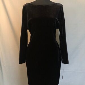 Ralph Lauren Black Long Sleeve Velvet Mini Dress